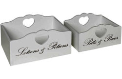 Heart of House Clarisse Script Storage Boxes - White